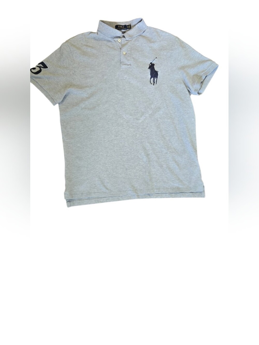 Polo Ralph Lauren XL Grey Big Pony Custom Slim Fit Polo Shirt #148 - Picture 5 of 9